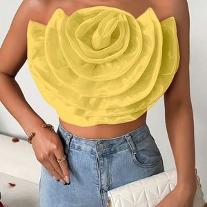 Large Yellow Floral Strapless Tube Top